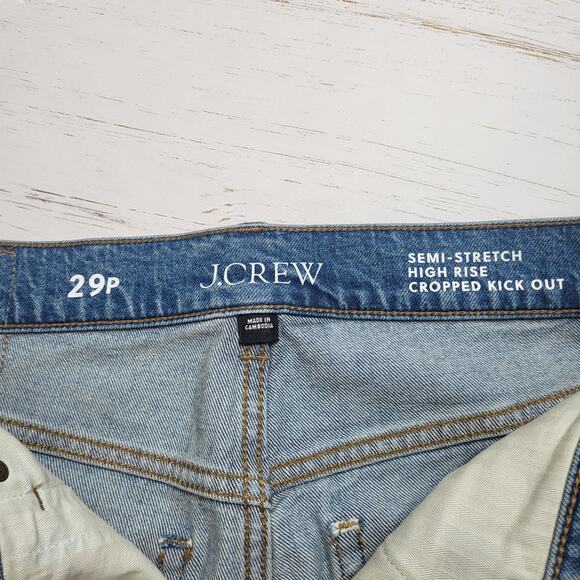 J. Crew Petite Semi Stretch High Rise Cropped Kick Out Jeans Medium Wash 29P - Picture 8 of 9